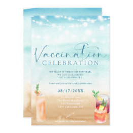 Small Beach Lights Cocktails Vaccination Celebration Invitation Front View
