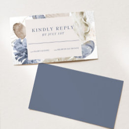 Small Beach Seashell Blue Wedding Rsvp Invitations Front View
