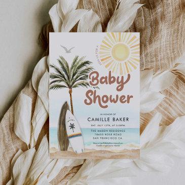 beach surfing gender neutral baby shower invitation