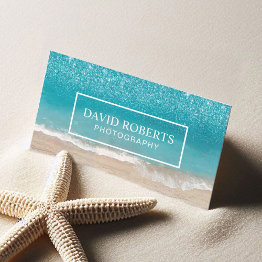 Small Beach Theme Photography Modern Photographer Business Invitations Front View