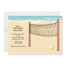 Small Beach Volleyball Invitation Front View