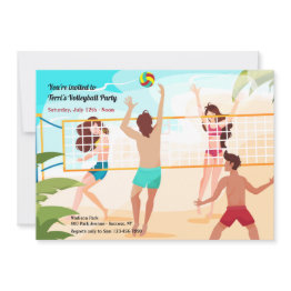 Small Beach Volleyball Invitation Front View