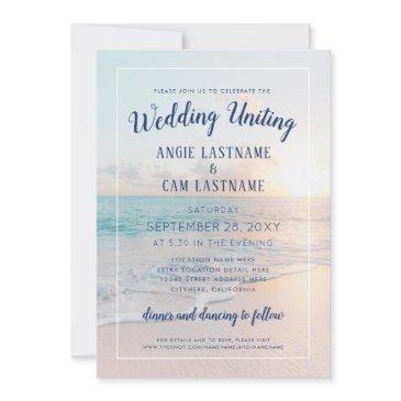 beach wedding sunset sunrise sandy ocean invitation