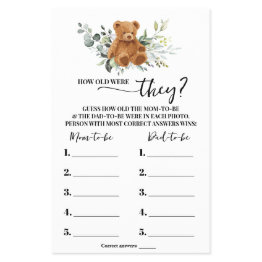 Small Bear Greenery How Old Were They Shower Game Invitations Flyer Front View