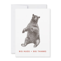 Small Bear Thank You Invitations, Big Hugs Front View