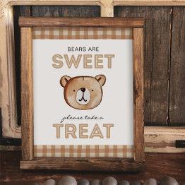 Small Bear Treat Favor Sign Front View