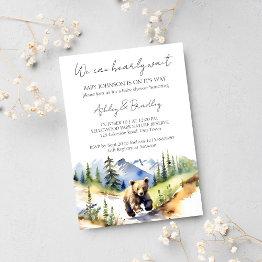 Small Bearly Wait Bear Cub Adventure Awaits Baby Shower Invitation Front View
