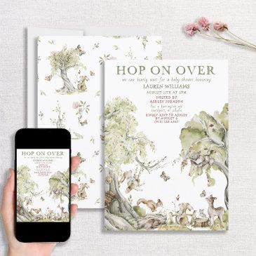 bearly wait hop on over woodland baby shower invitation