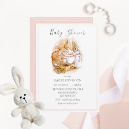 Small Beatrix Potter Baby Girl Shower Invitation Front View