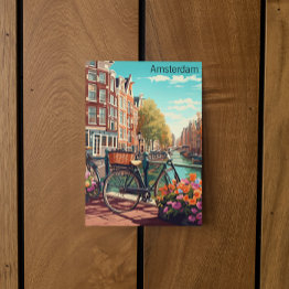Small Beautiful Amsterdam Netherlands Canal City Postinvitations Front View