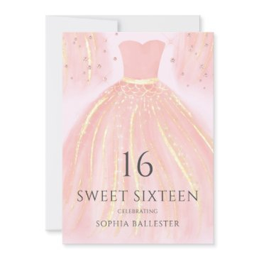 beautiful blush pink mermaid dress sweet 16 party invitation