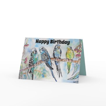 beautiful budgies budgerigars and gum blossom invitations