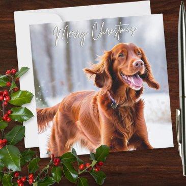 beautiful irish red setter dog breed christmas holiday invitations