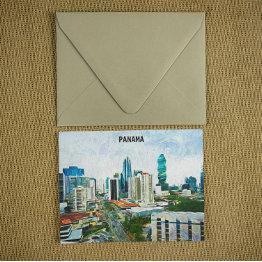 Small Beautiful Panama City Oil Paint Cityscape Postinvitations Front View