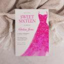 beautiful pink dress sweet sixteen 16 party invitation