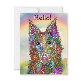 Small Beautiful Silken Windhound Dog Greeting Invitations Front View
