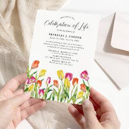 Small Beautiful Tulip-filled Memorial Announcement Front View