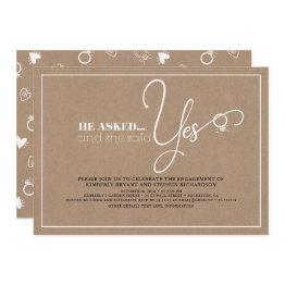 Small Beautiful Typography Cute Modern Engagement Party Invitation Front View