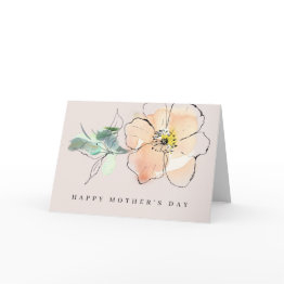 Small Beautiful Watercolor Flower Happy Mother's Day Invitations Front View