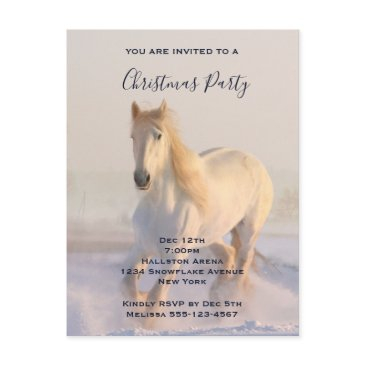 beautiful white horse in the snow photo christmas invitation postinvitations