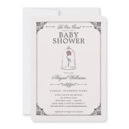 Small Beauty And The Beast | Enchanted Rose Baby Shower Invitation Front View