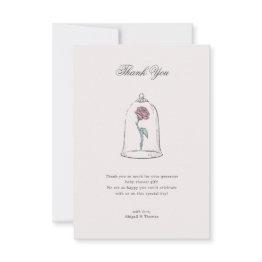 Small Beauty And The Beast | Enchanted Rose Baby Shower Thank You Invitations Front View