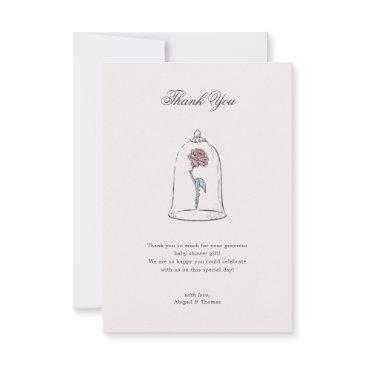 beauty and the beast | enchanted rose baby shower thank you invitations