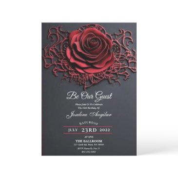beauty and the beast red rose sweet 16 invitation