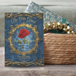 Small Beauty And The Beast Rose Customizable Photo Sweet Invitation Front View