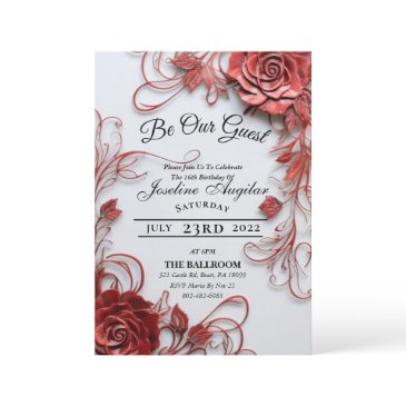 beauty and the beast sweet 16 roses invitations