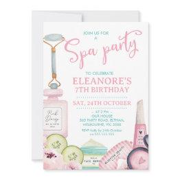 Small Beauty Products Spa Party Birthday Invitation Front View