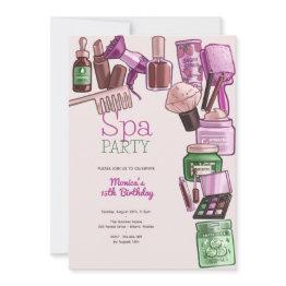 Small Beauty Spa Birthday Party Invitation Front View