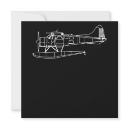 Small Beaver On Floats Sea Plane Pilot Front & Back Invitation Front View
