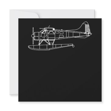 beaver on floats sea plane pilot front & back invitation
