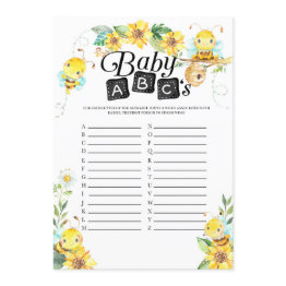 Small Bee Baby Shower Baby Abc's Game Invitation Front View