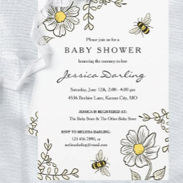 Small Bee Baby Shower Invitations For Bumble Bee Shower Front View
