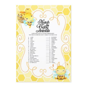 bee baby shower match the baby animals game invitation