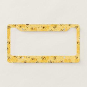 bee buzzing honey bees cute license plate frame