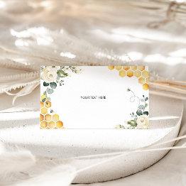 Small Bee Floral Custom Notes Enclosure Invitations Front View