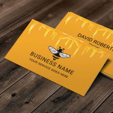 bee logo beekeeping honey apiary gold drips farm business invitations
