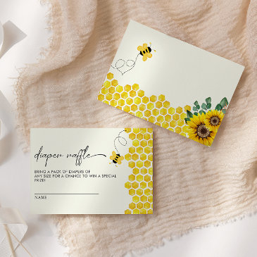 bee & sunflower diaper raffle enclosure invitations