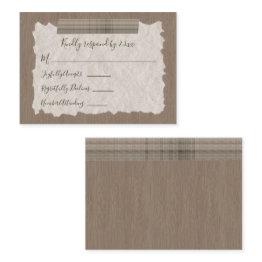 Small Beige Plaid, Wood Bar Mitzvah Rsvp Invitations Front View