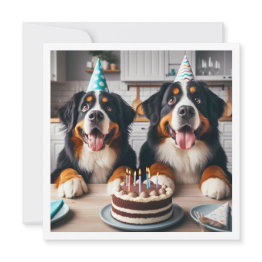 Small Bernese Mountain Dog Invitation, Dog Birthday Invitation Front View