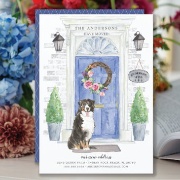 bernese mountain front door moving announcement