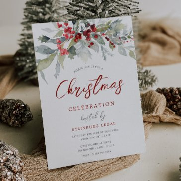 berries greenery corporate office christmas party invitation