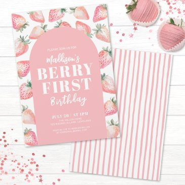 berry first birthday 1st birthday party invitation