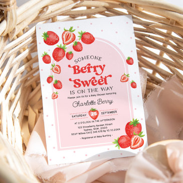 berry sweet baby shower | boho pink strawberry invitation