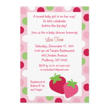 berry sweet strawberry baby shower invitations