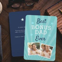 Small Best Bonus Dad Ever Stepfather Father's Day Photo Invitations Front View