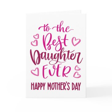 best daughter ever mother's day typography in pink invitations
